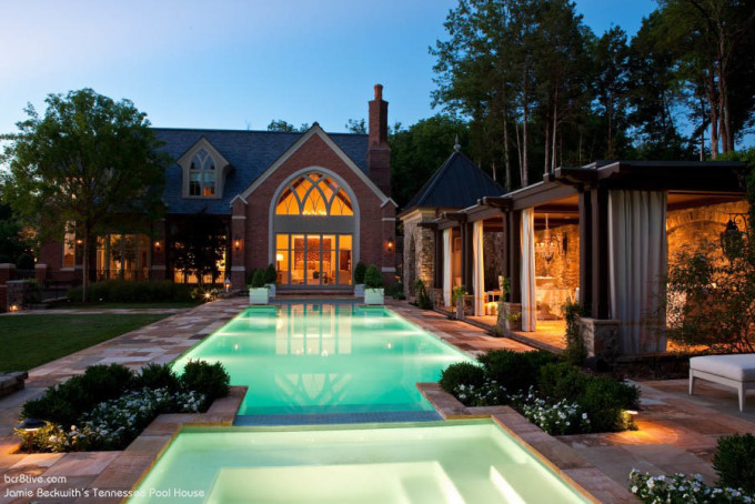 Pool house backyard